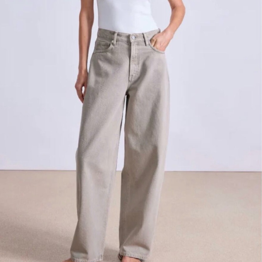 Apiece Apart Wide Leg Jeans in Light Taupe